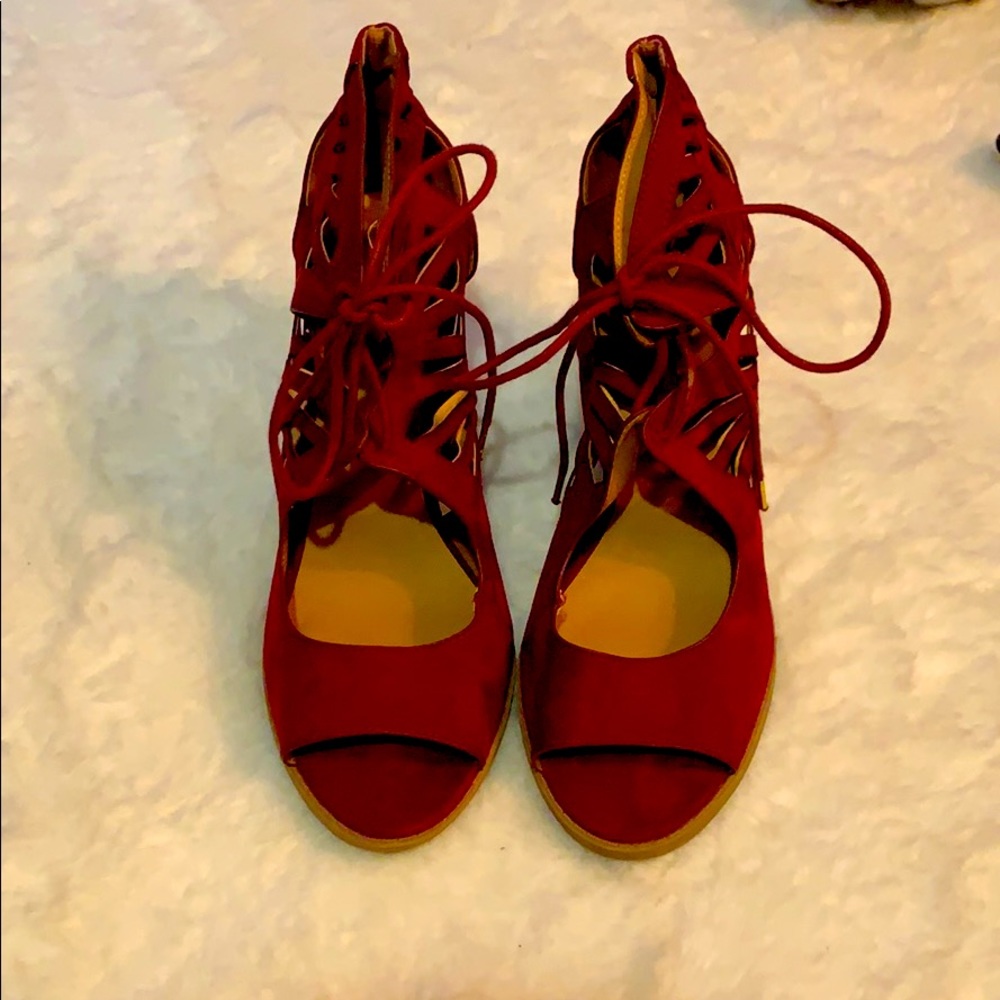 Maroon cut out heels